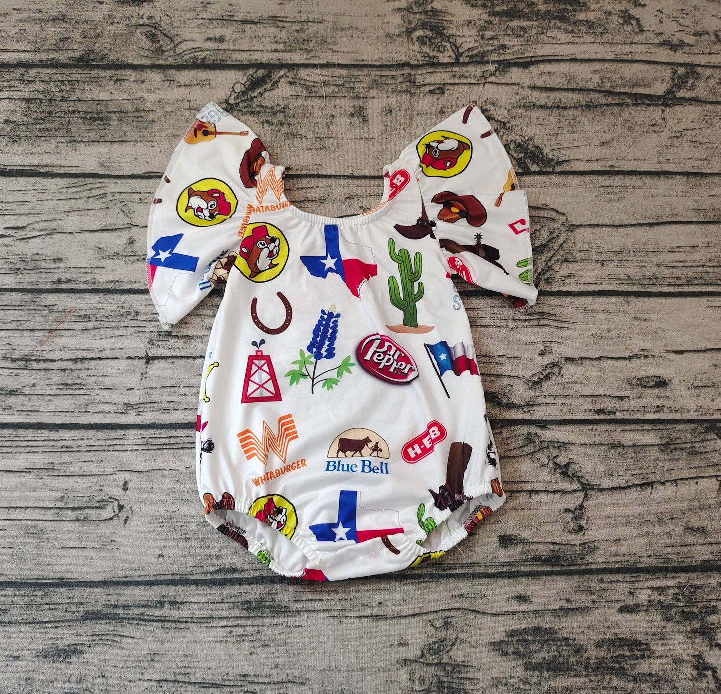 Baby Girls Western Cows Flutter Sleeve Rompers