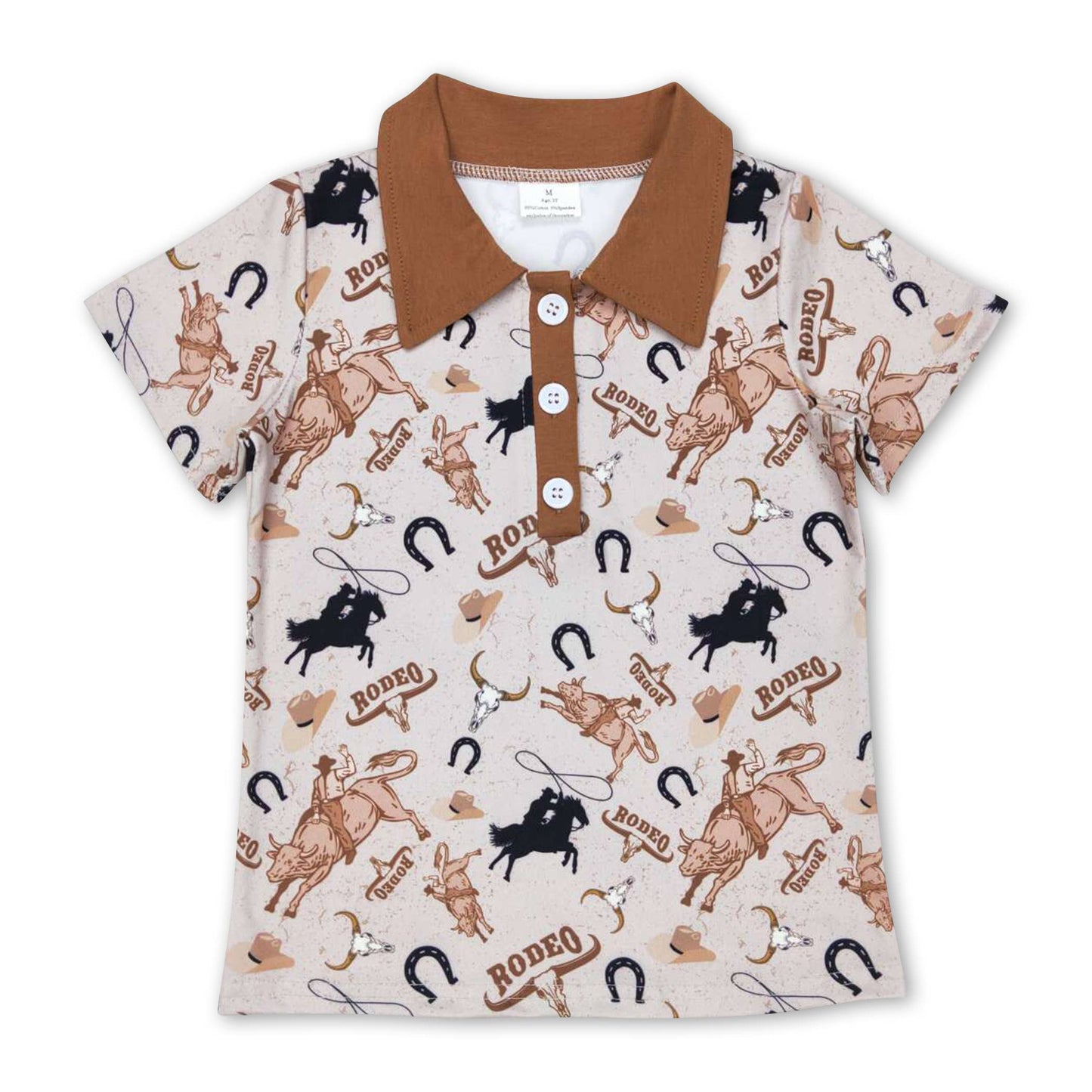 Western rodeo kids boys polo shirt
