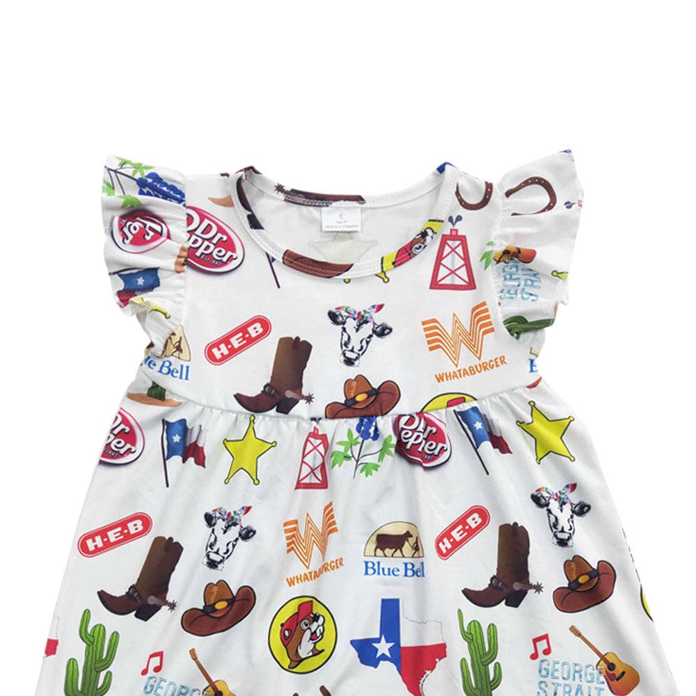 Baby Girls Western Pearl White Knee Length Dresses