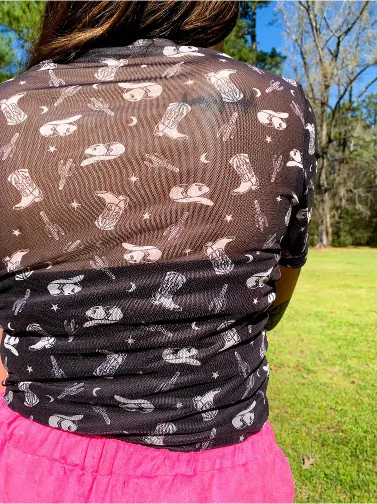 Black Hills Gold Short Sleeve Mesh Top - Black