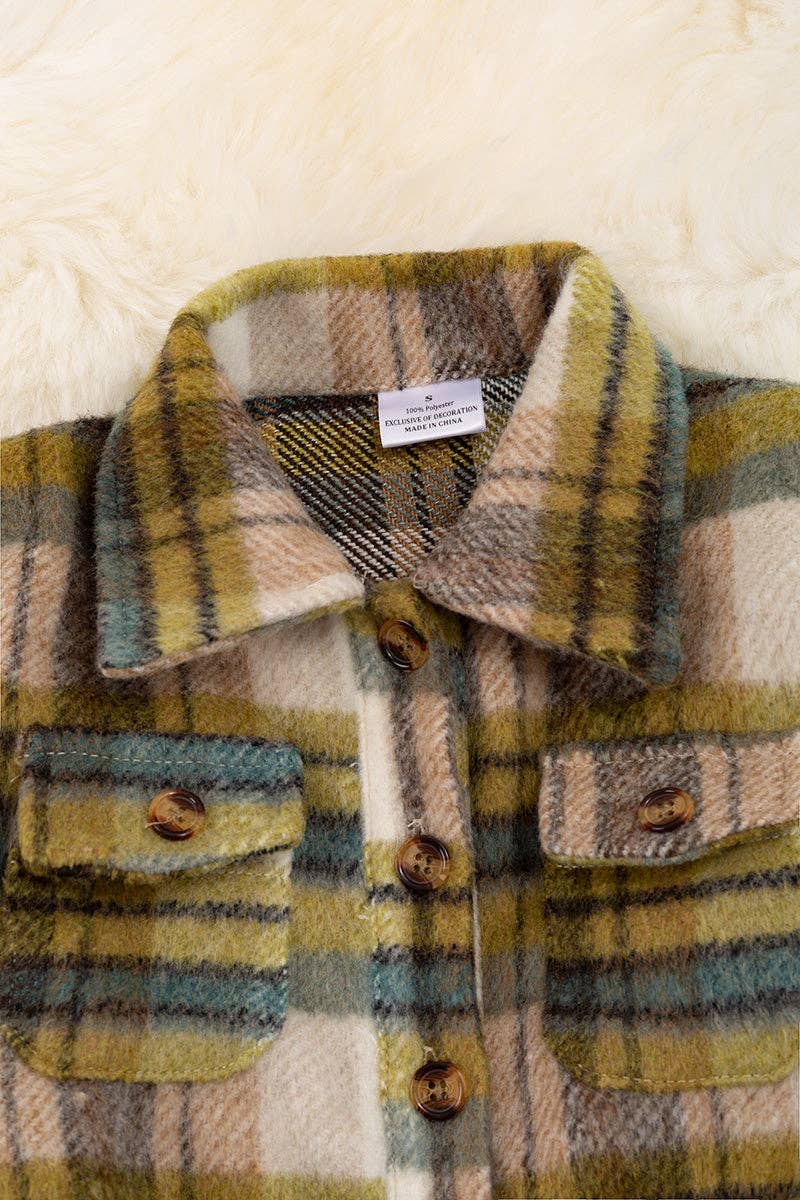 Mustard/tan plaid shacket