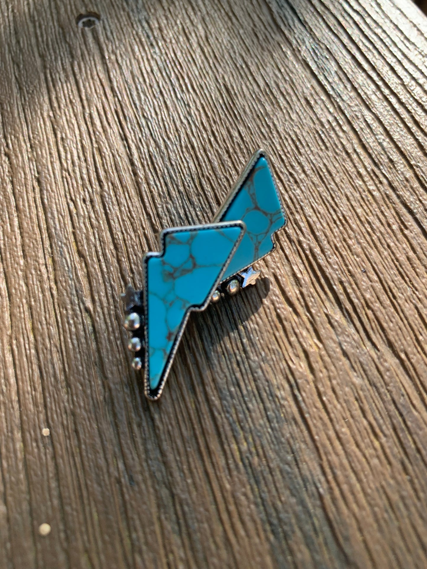 WESTERN LIGHTENING BOLT TURQUOISE STONE EARRING