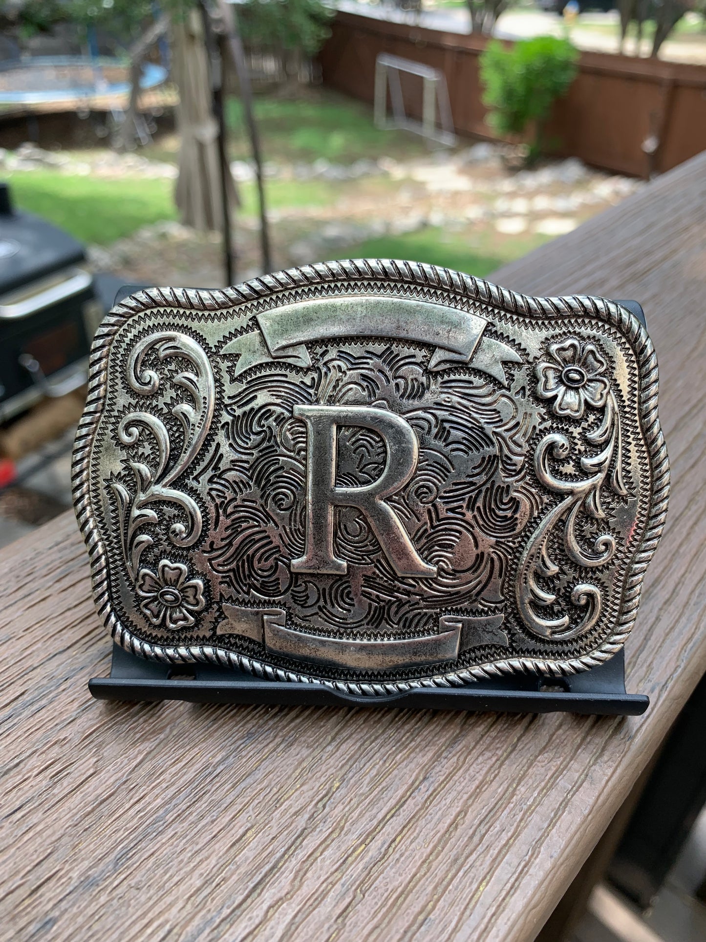 Western Filigree Initial Belt Buckle