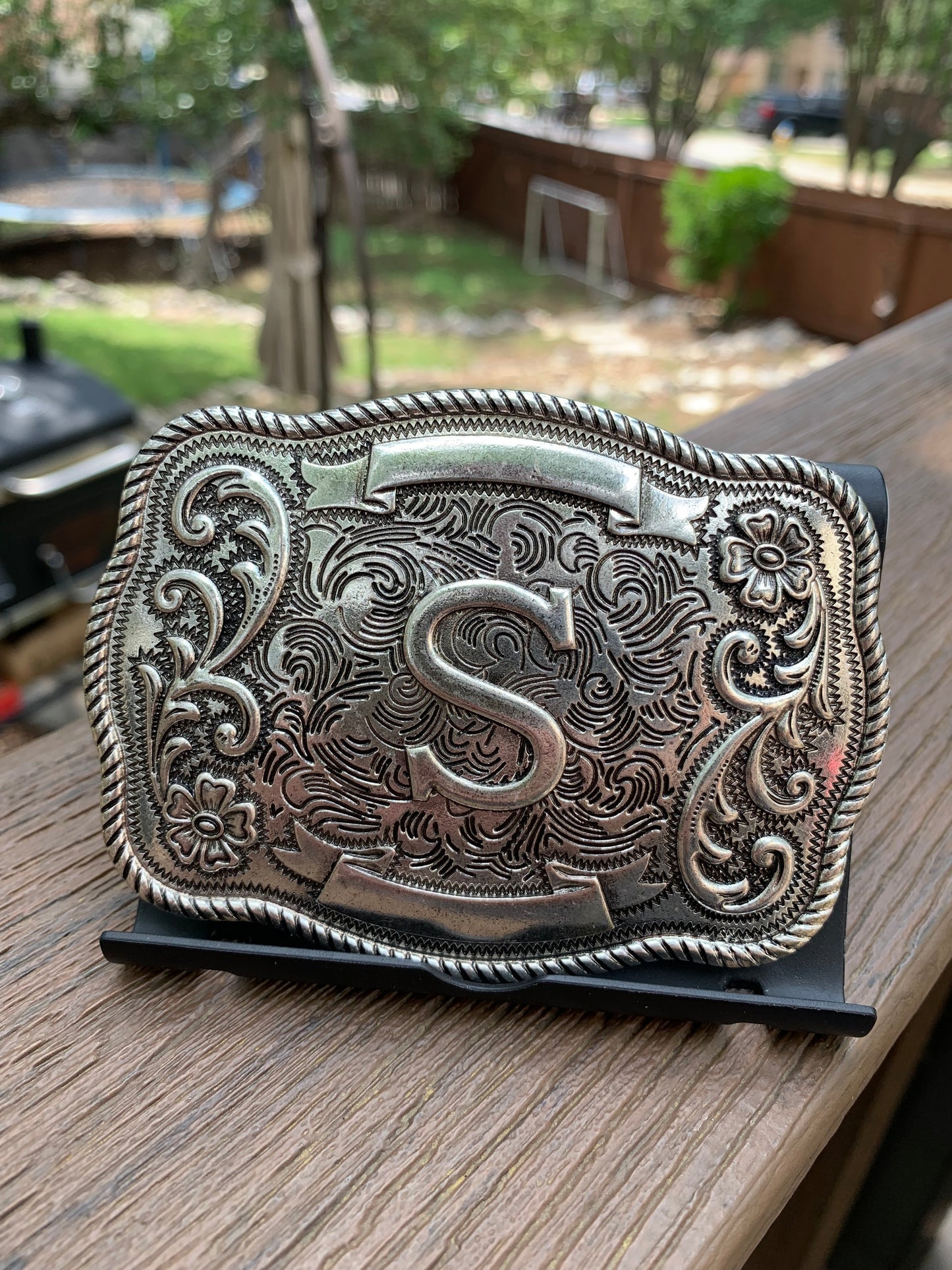 Western Filigree Initial Belt Buckle