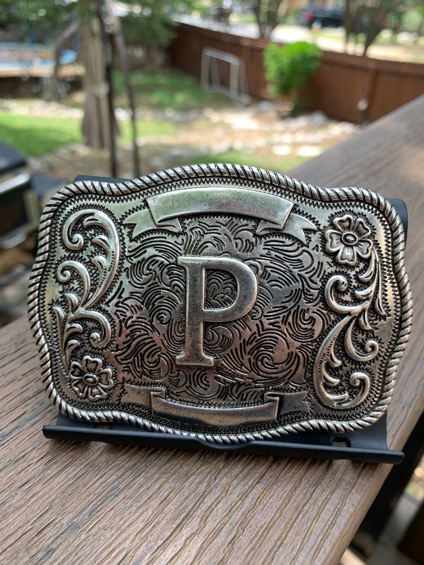 Western Filigree Initial Belt Buckle