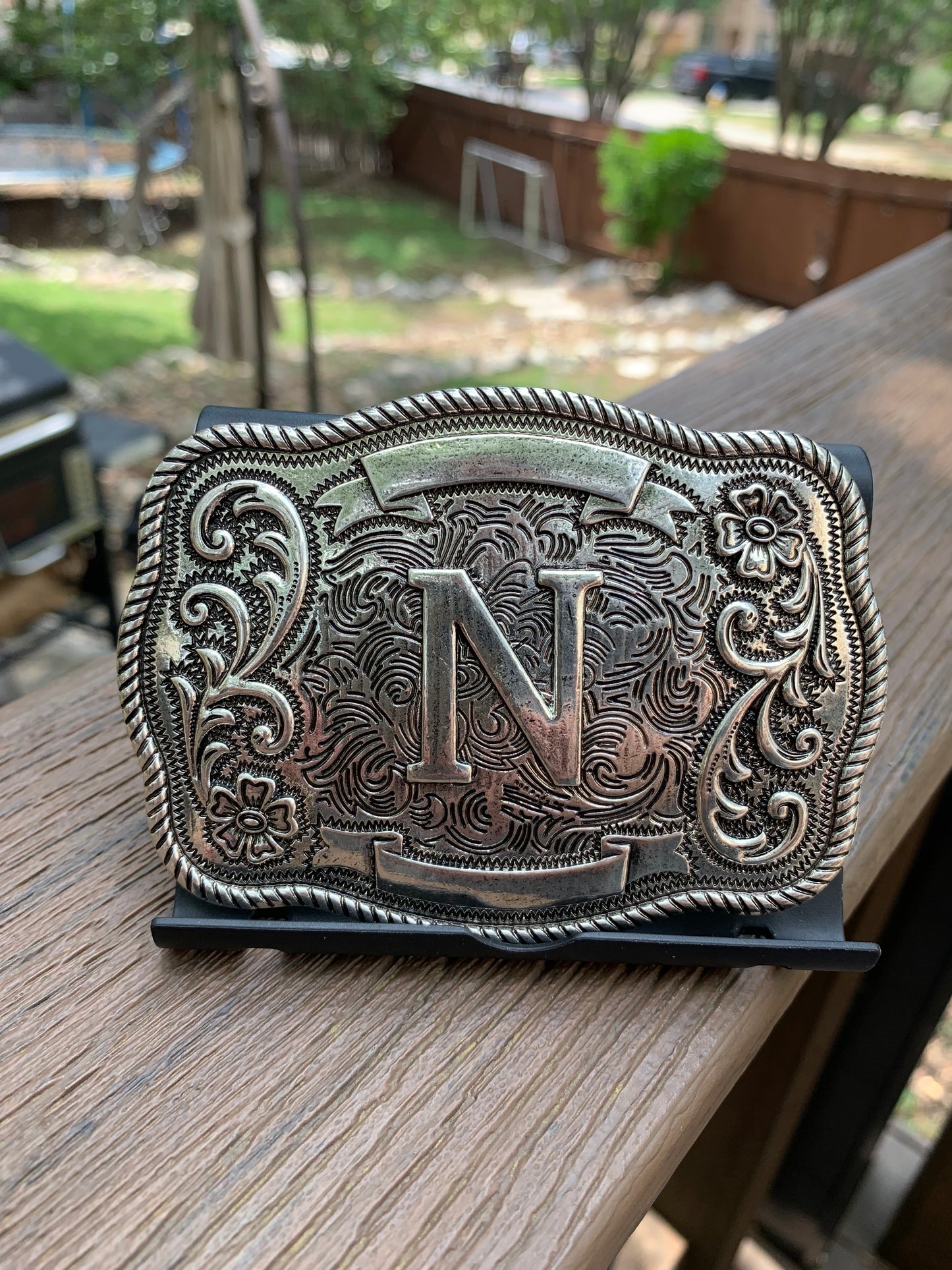 Western Filigree Initial Belt Buckle