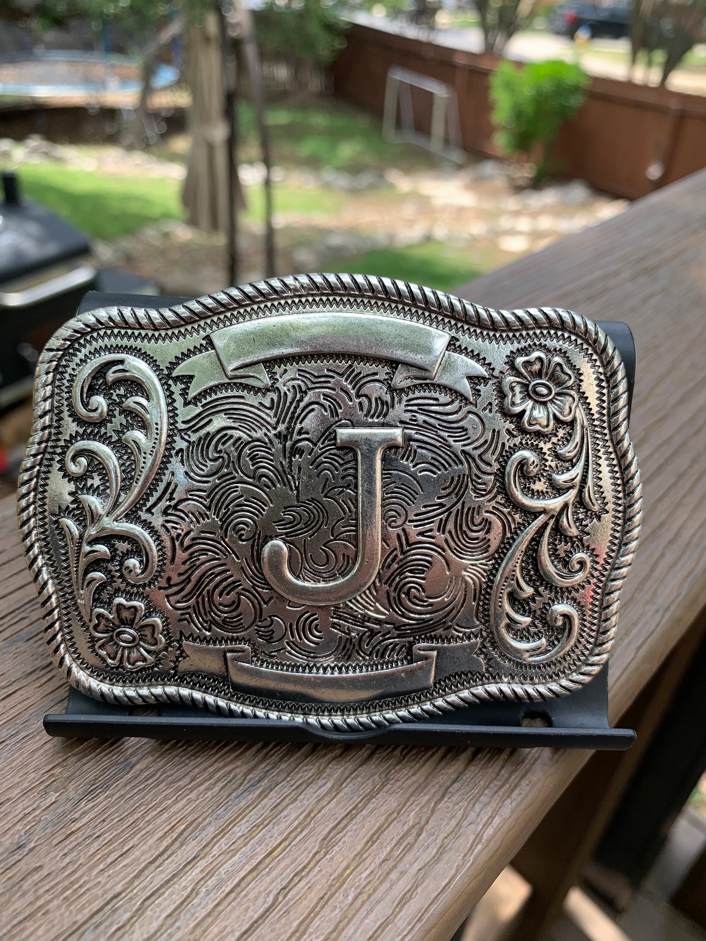 Western Filigree Initial Belt Buckle