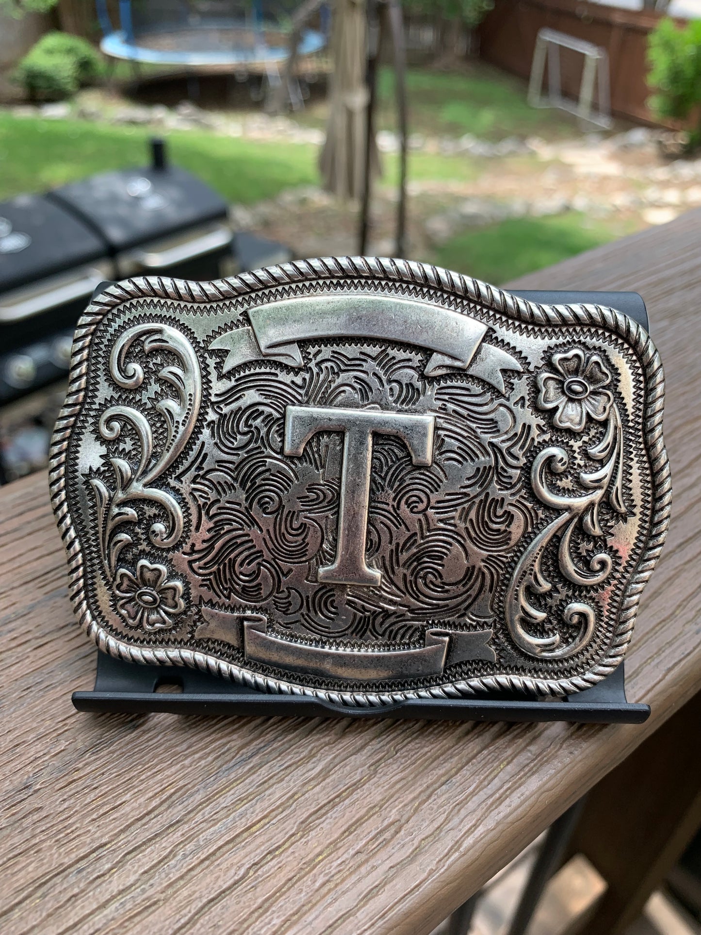 Western Filigree Initial Belt Buckle