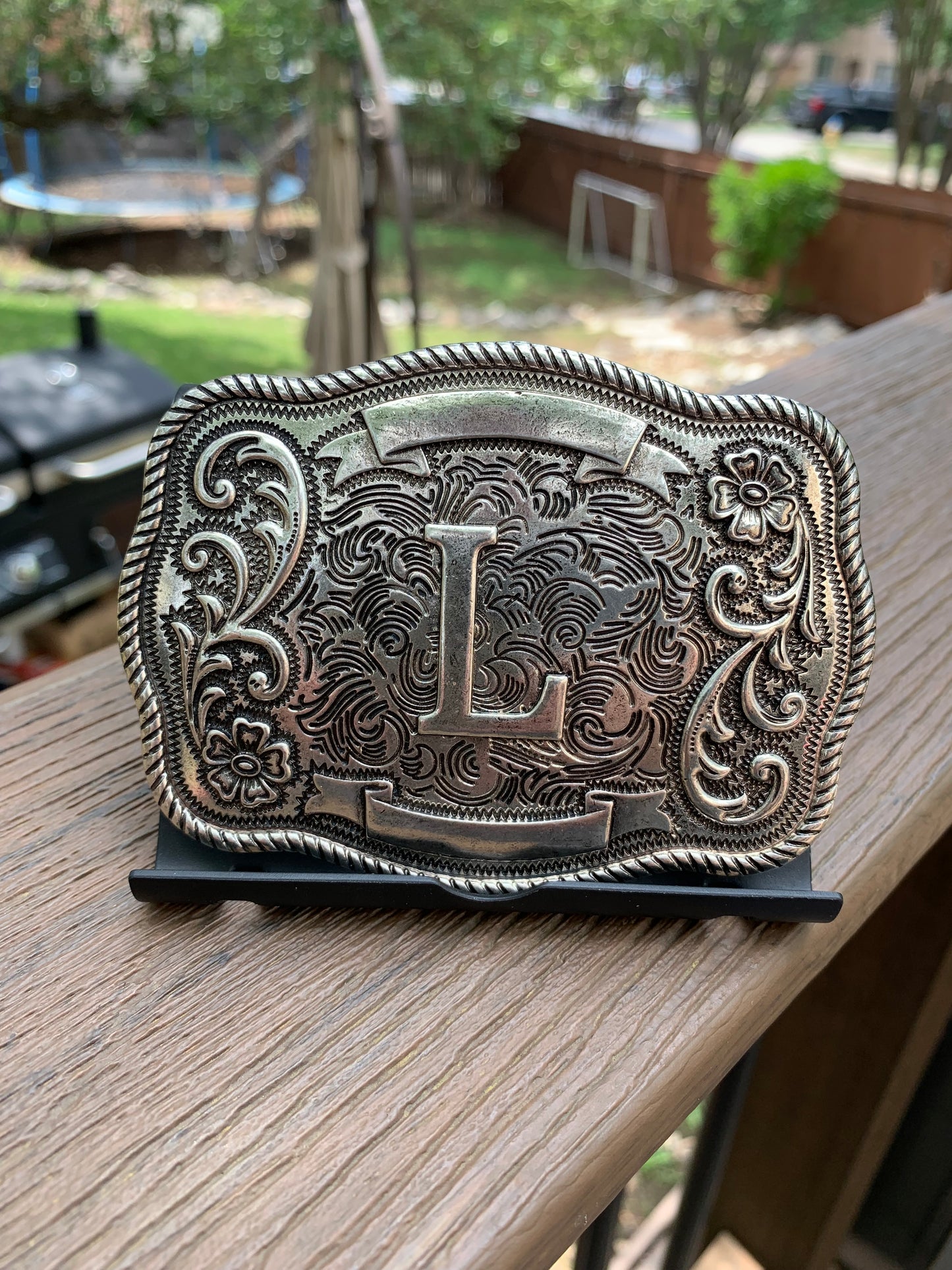 Western Filigree Initial Belt Buckle