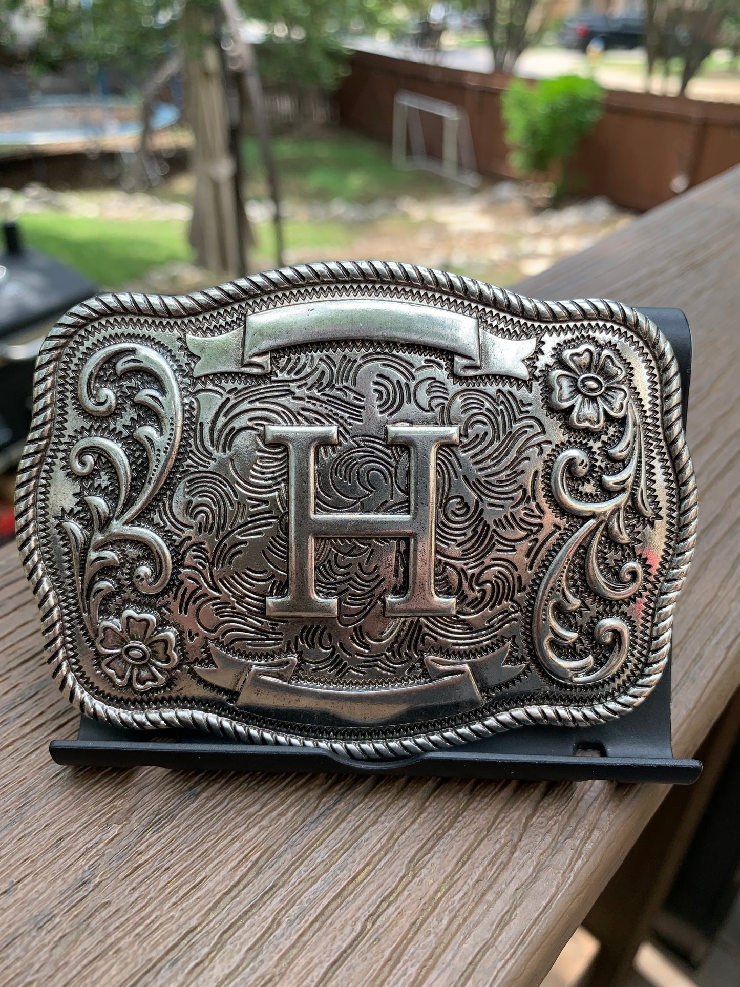 Western Filigree Initial Belt Buckle