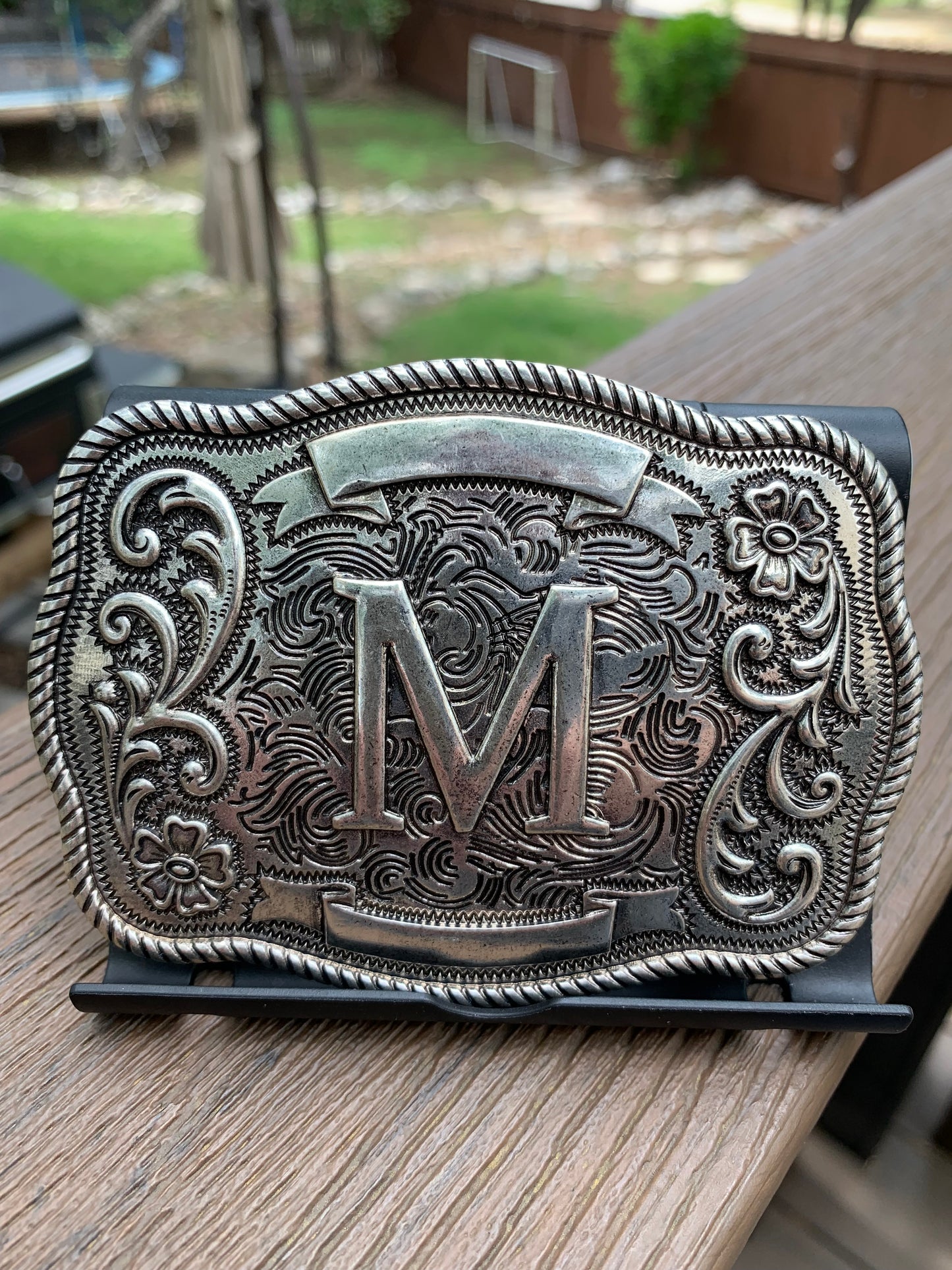 Western Filigree Initial Belt Buckle