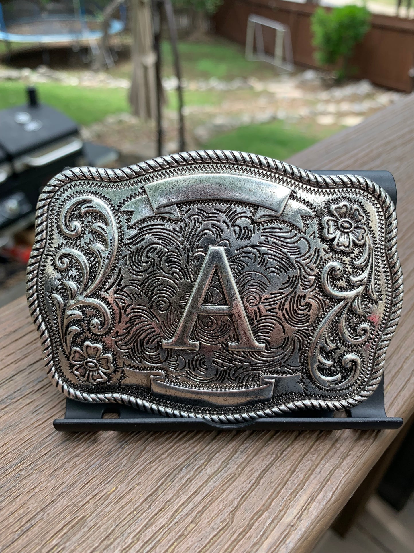 Western Filigree Initial Belt Buckle