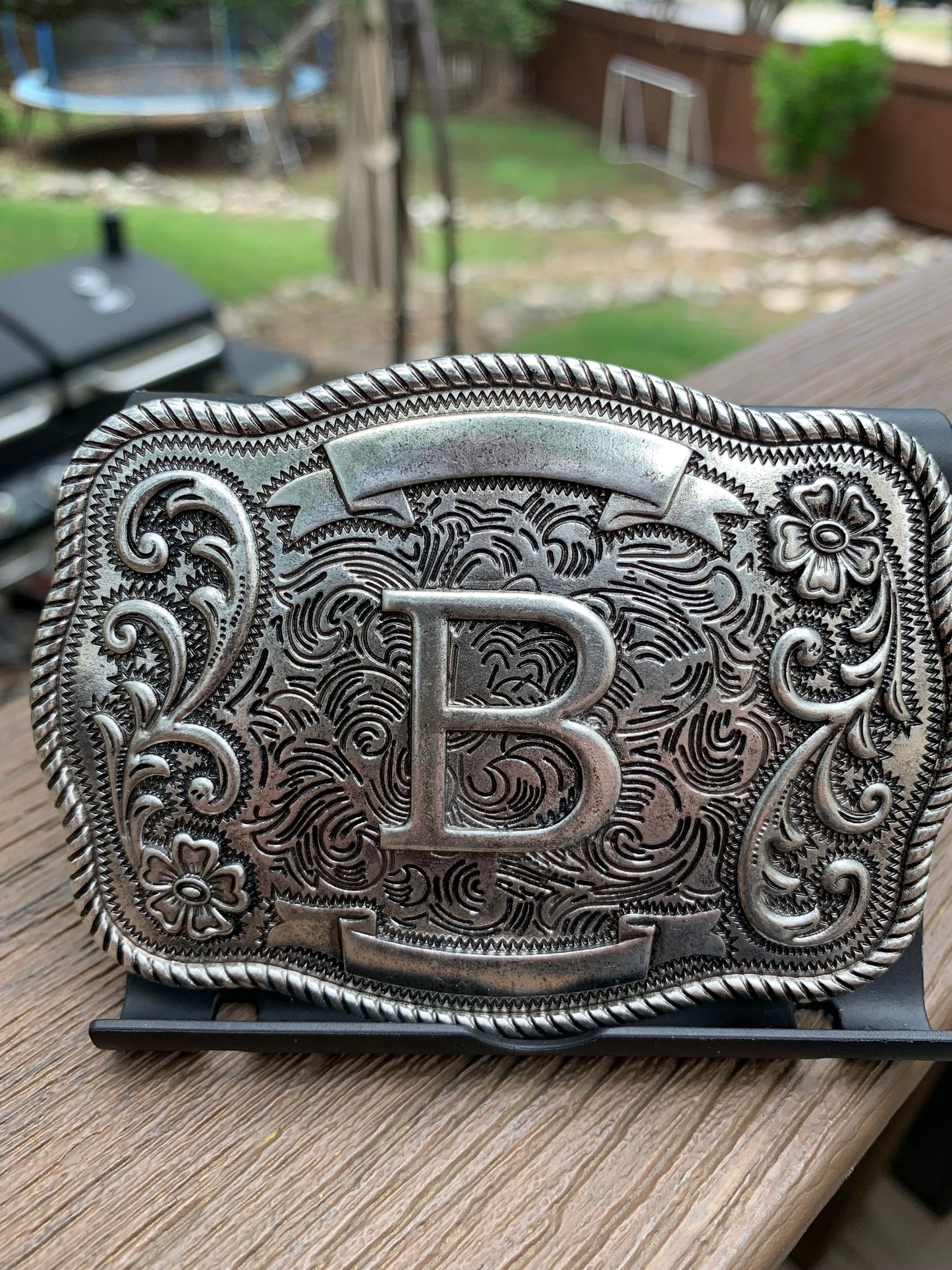 Western Filigree Initial Belt Buckle