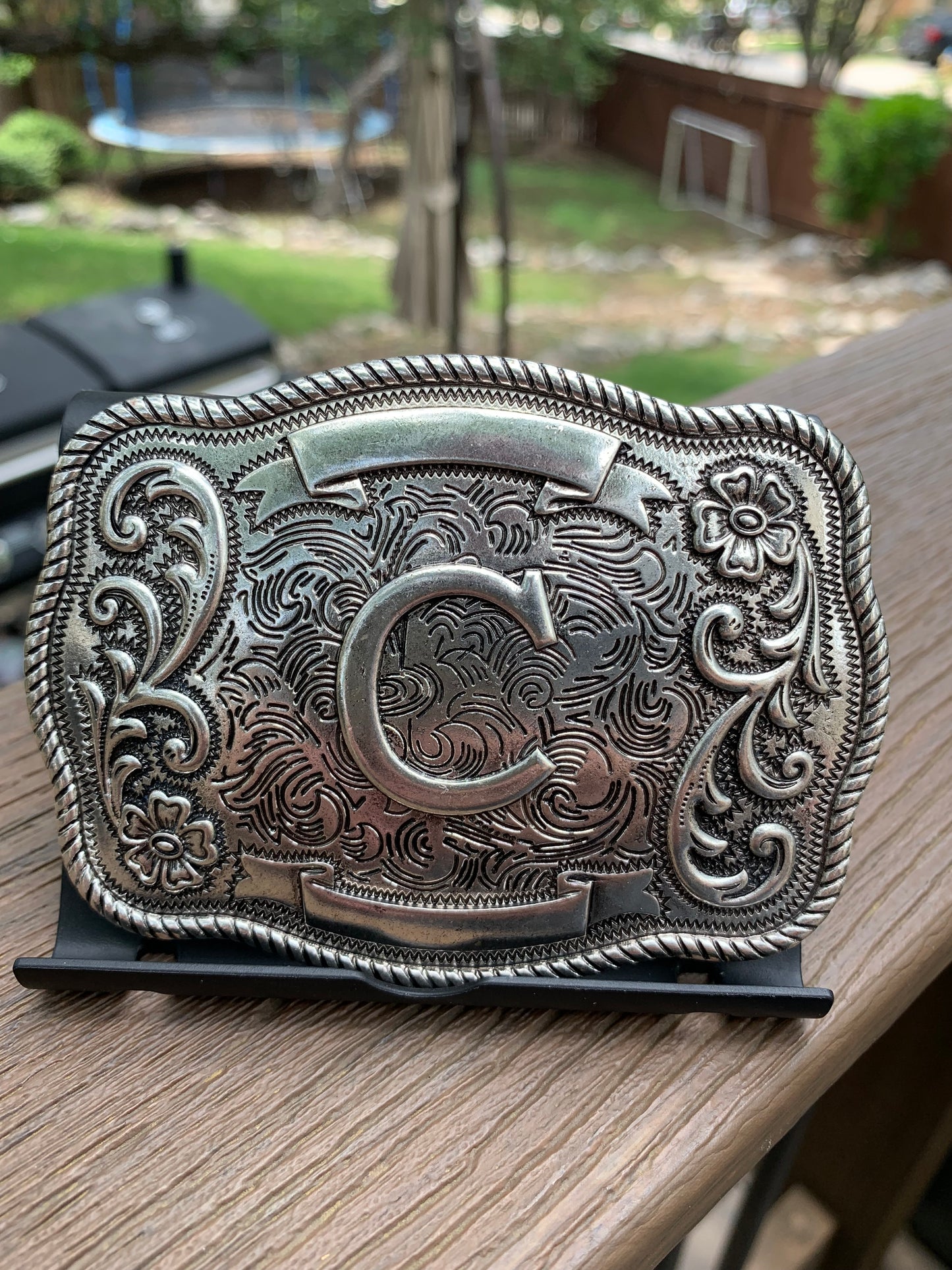 Western Filigree Initial Belt Buckle