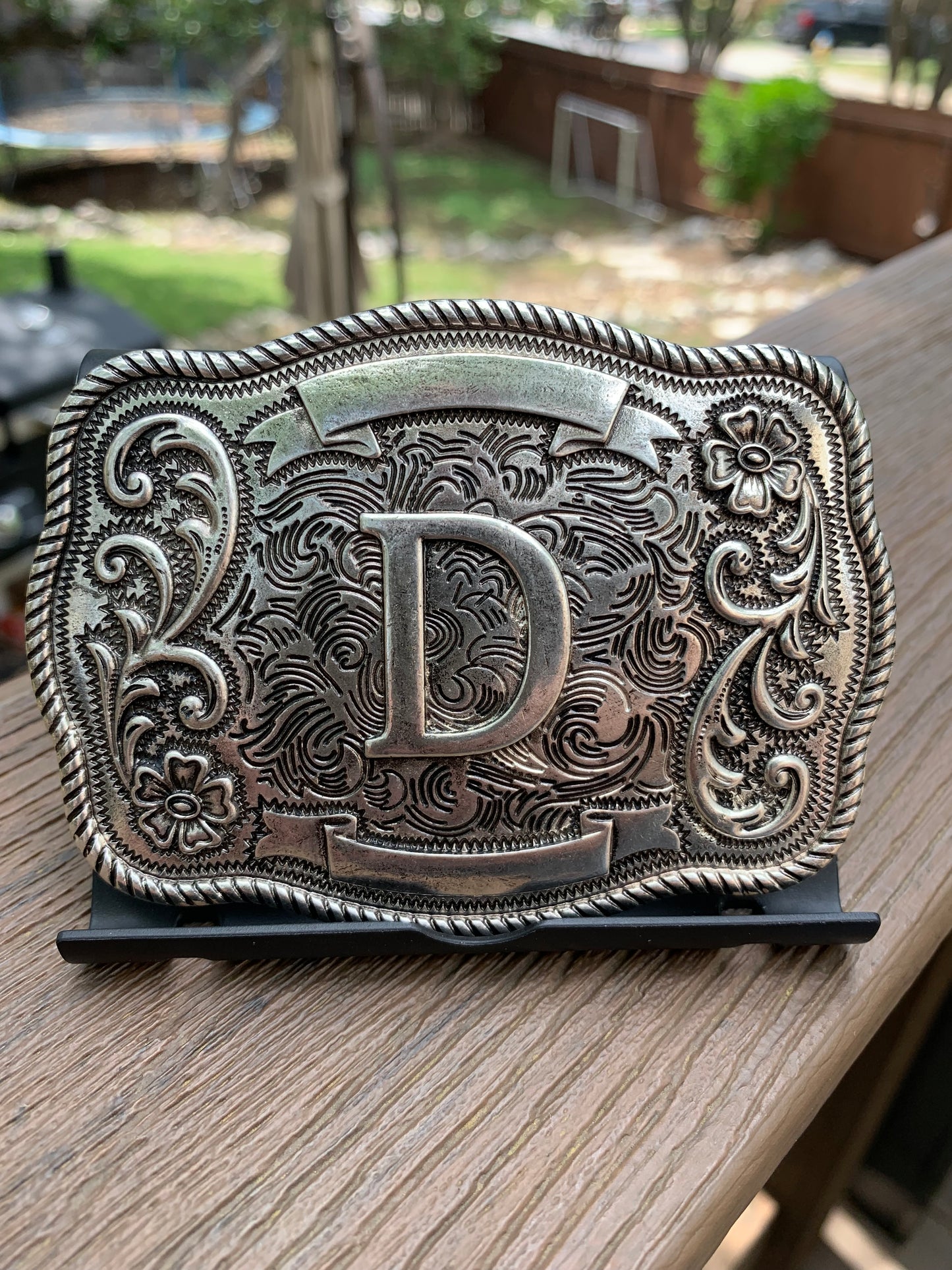 Western Filigree Initial Belt Buckle