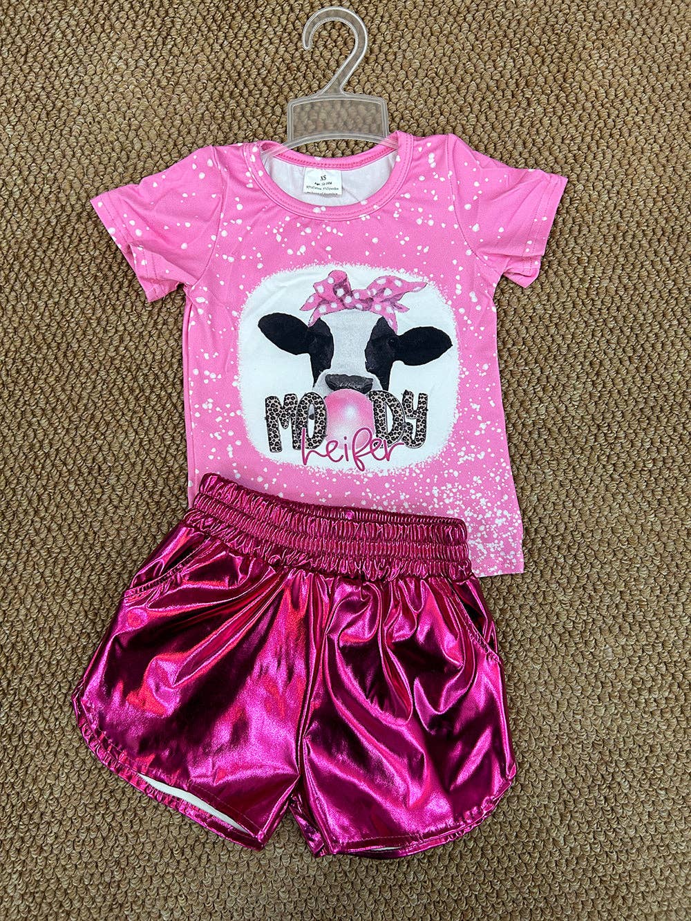 Baby Girls Moody Tops Pink Metallic Shorts Outfits