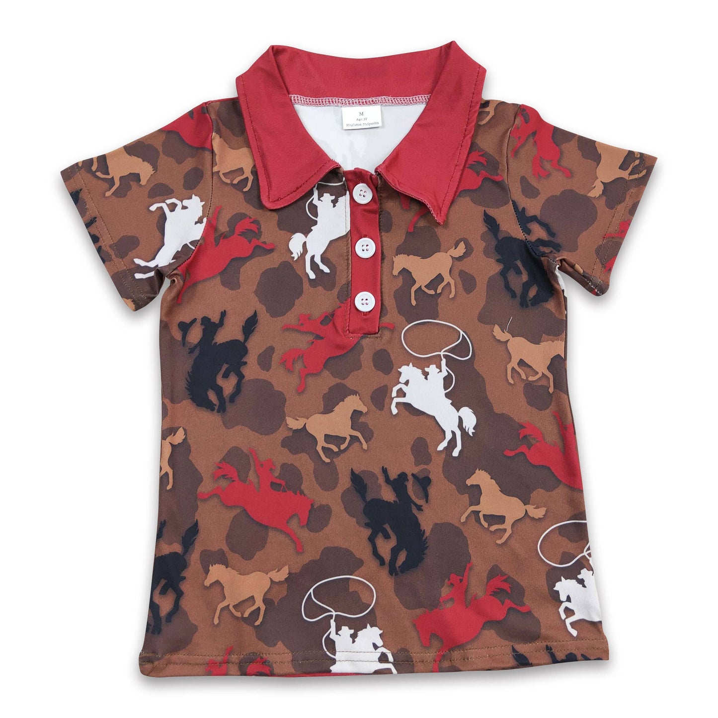 Western rodeo kids boys polo shirt