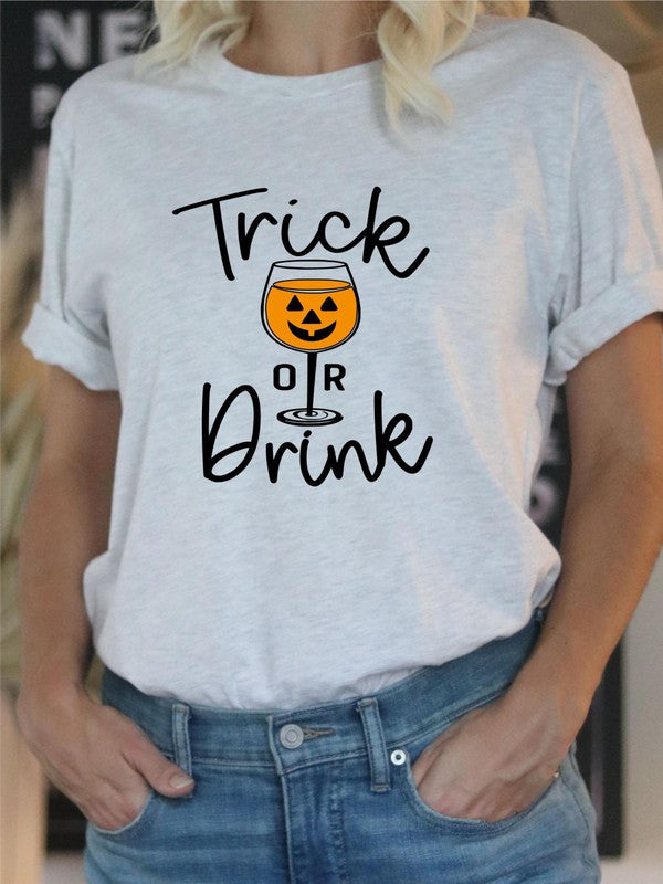 Trick Or Drink Halloween Crew Neck Tee