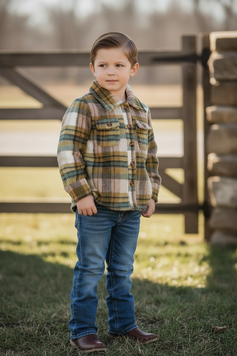 Mustard/tan plaid shacket