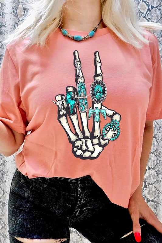 Western Skeleton Concho Rings Graphic T Shirts