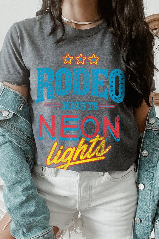 Rodeo Nights Neon Lights Graphic T Shirts