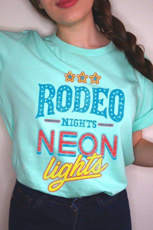 Rodeo Nights Neon Lights Graphic T Shirts