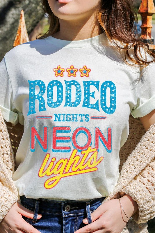 Rodeo Nights Neon Lights Graphic T Shirts