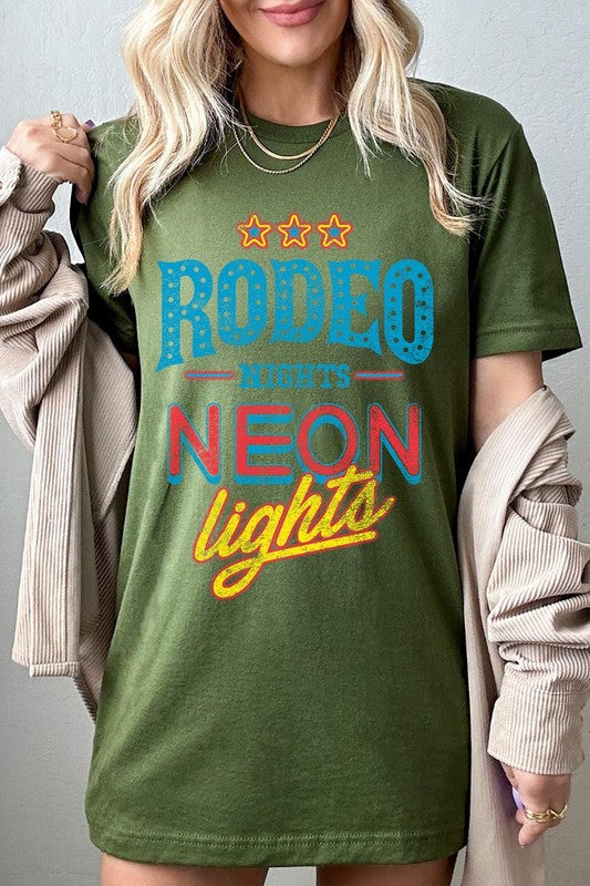 Rodeo Nights Neon Lights Graphic T Shirts