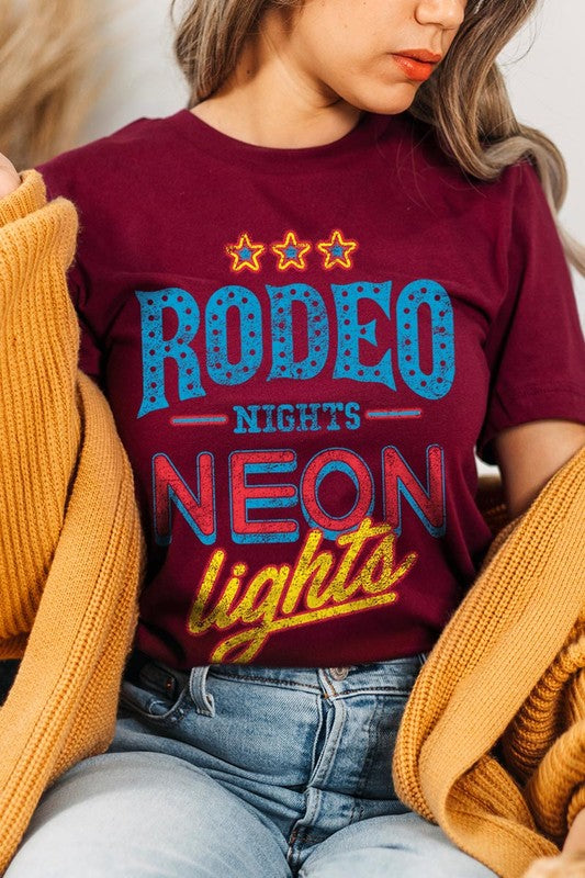 Rodeo Nights Neon Lights Graphic T Shirts