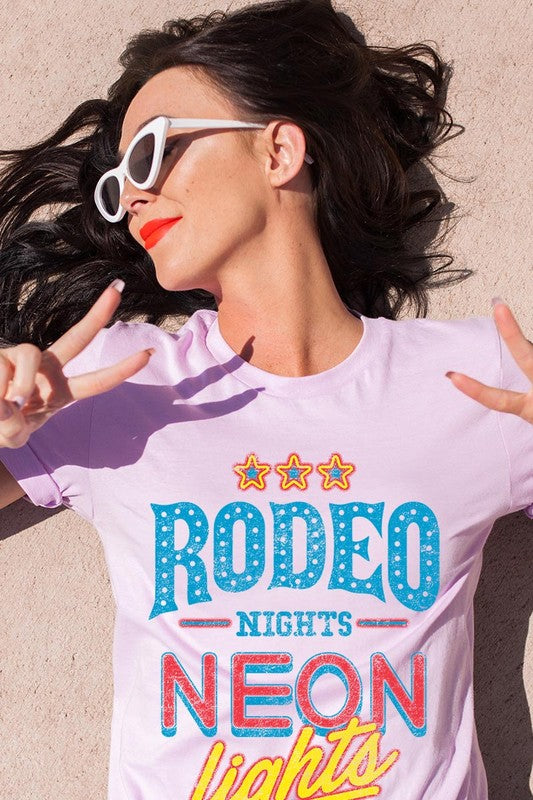 Rodeo Nights Neon Lights Graphic T Shirts