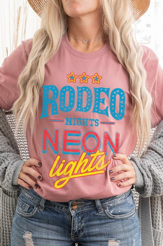 Rodeo Nights Neon Lights Graphic T Shirts