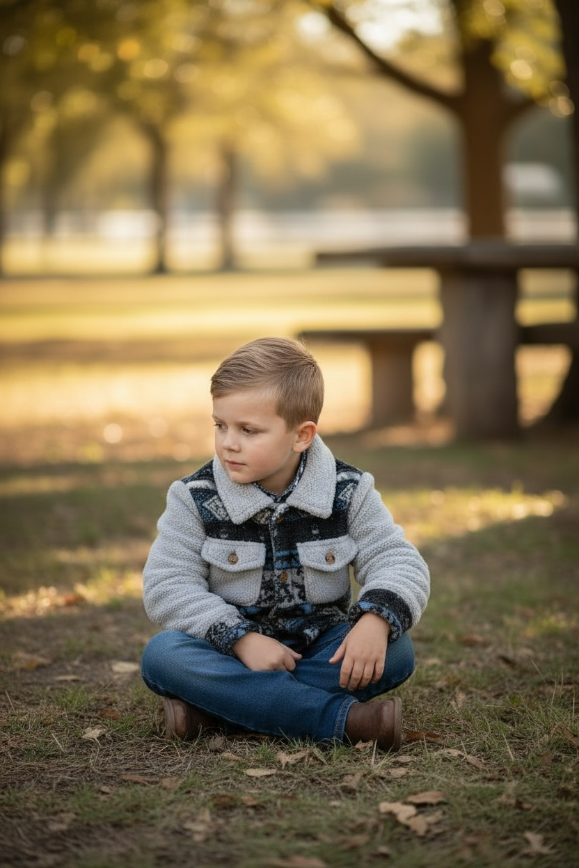 Black geometric sherpa shacket with gray