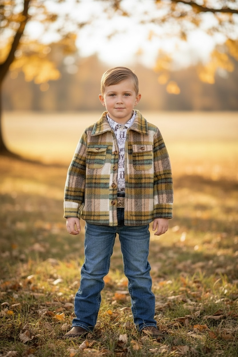 Mustard/tan plaid shacket