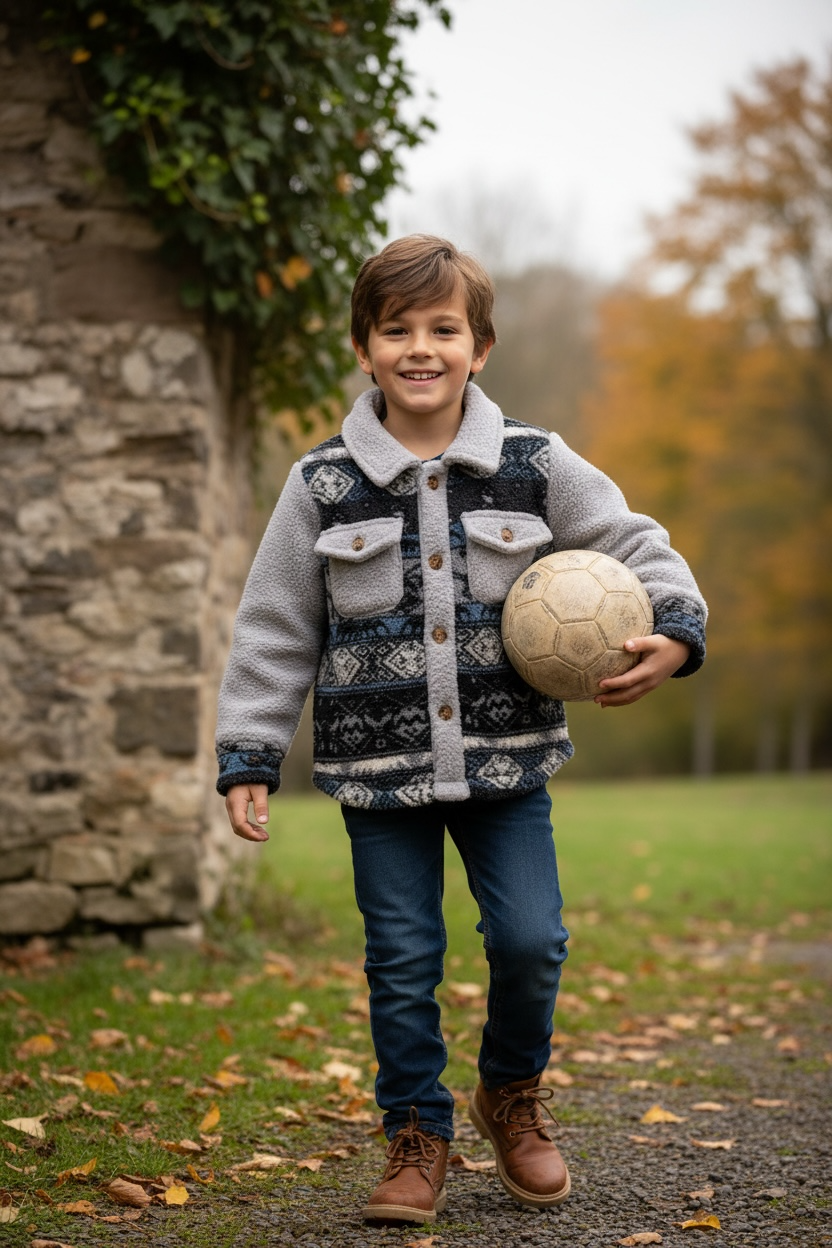 Black geometric sherpa shacket with gray