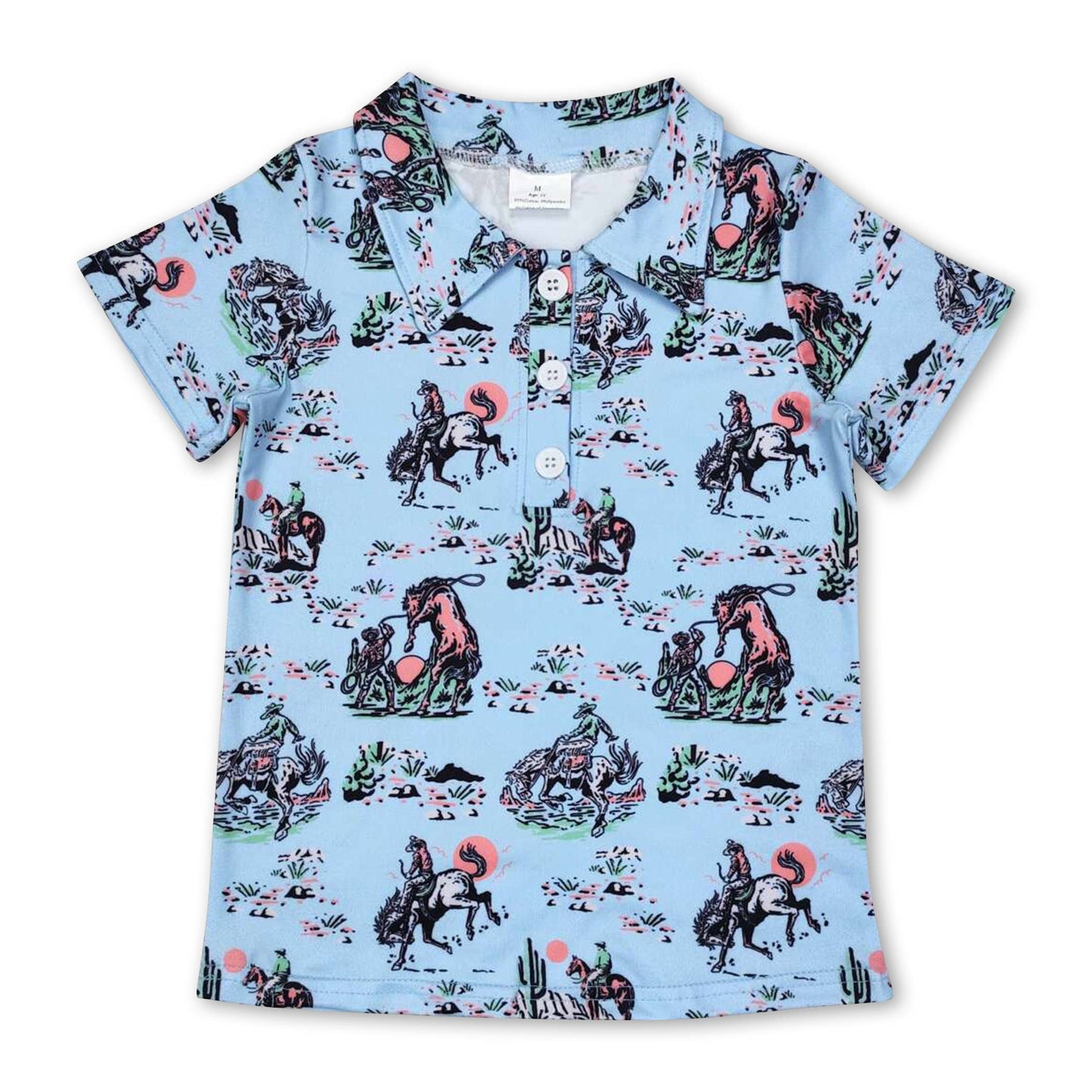 Western rodeo kids boys polo shirt