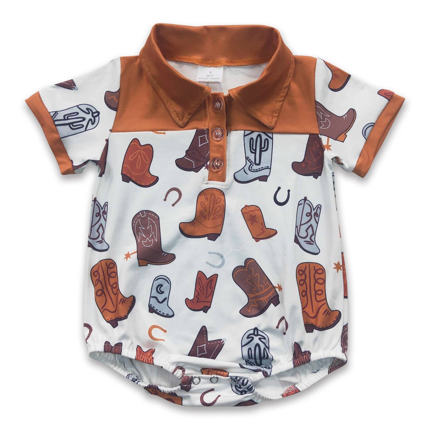 Short sleeves horse rodeo baby boy western romper