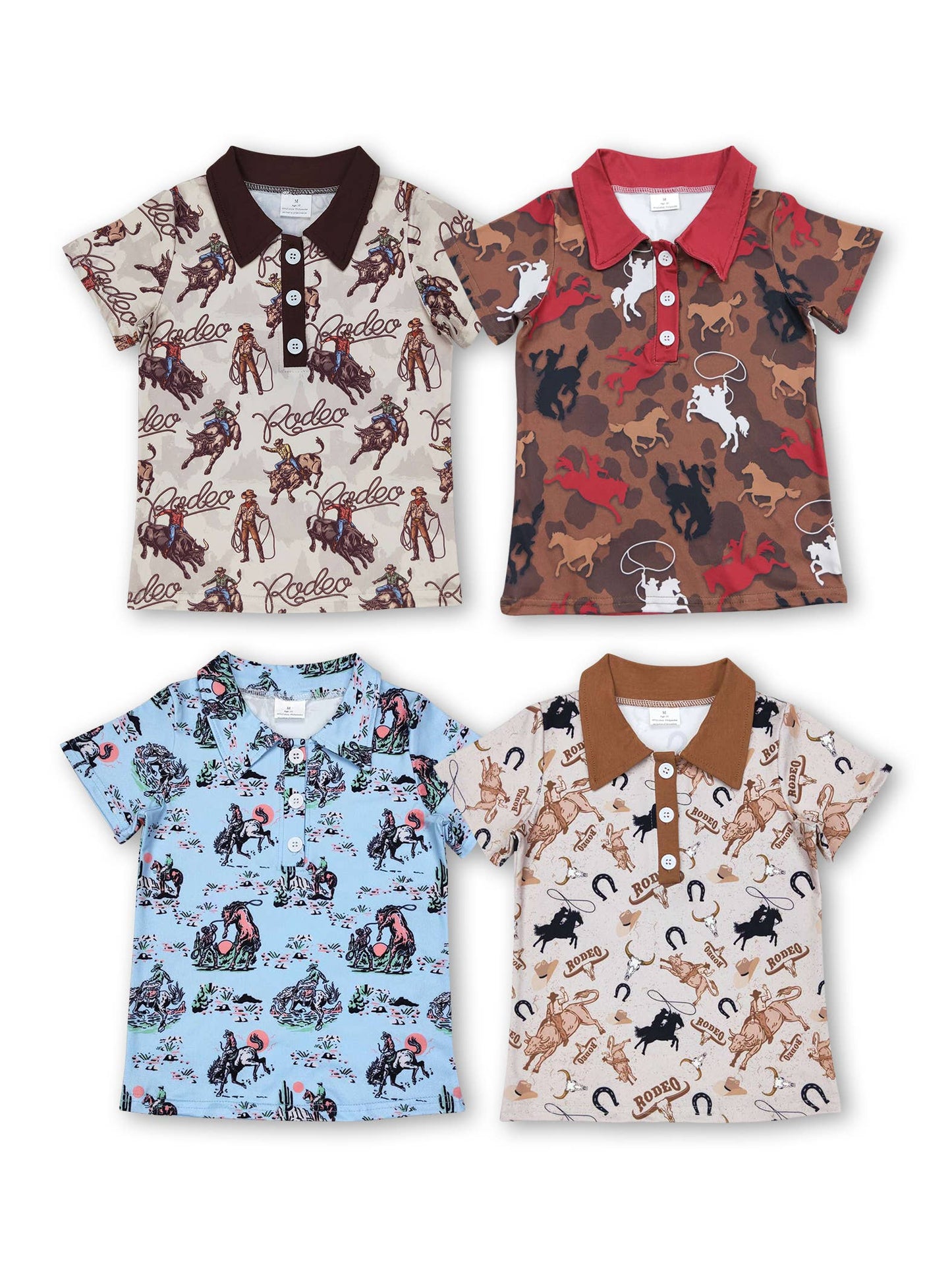 Western rodeo kids boys polo shirt