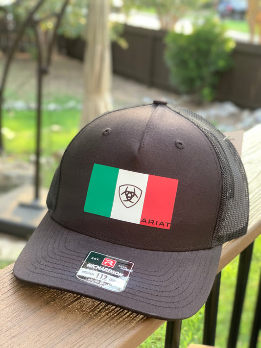 ARIAT MENS R112 SNAP BACK MEXICO FLAG BLACK