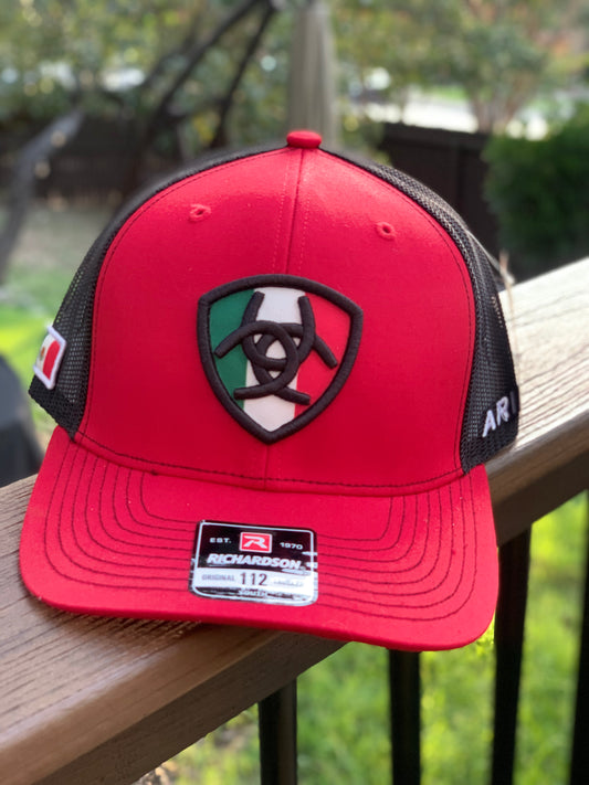 ARIAT MENS SNAPBACK 112 MEXICAN FLAG PATCH RED