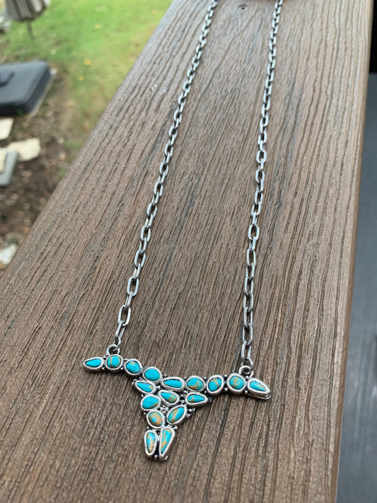 24'' metal chain with  longhorn pendent Necklace