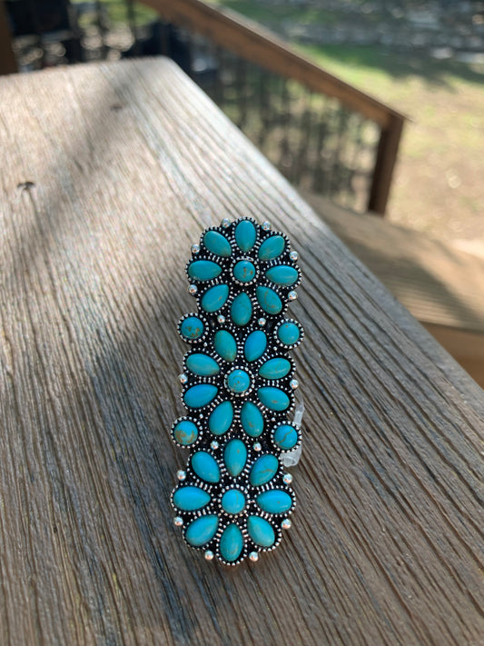 WESTERN TURQUOISE STONE CUFF RING