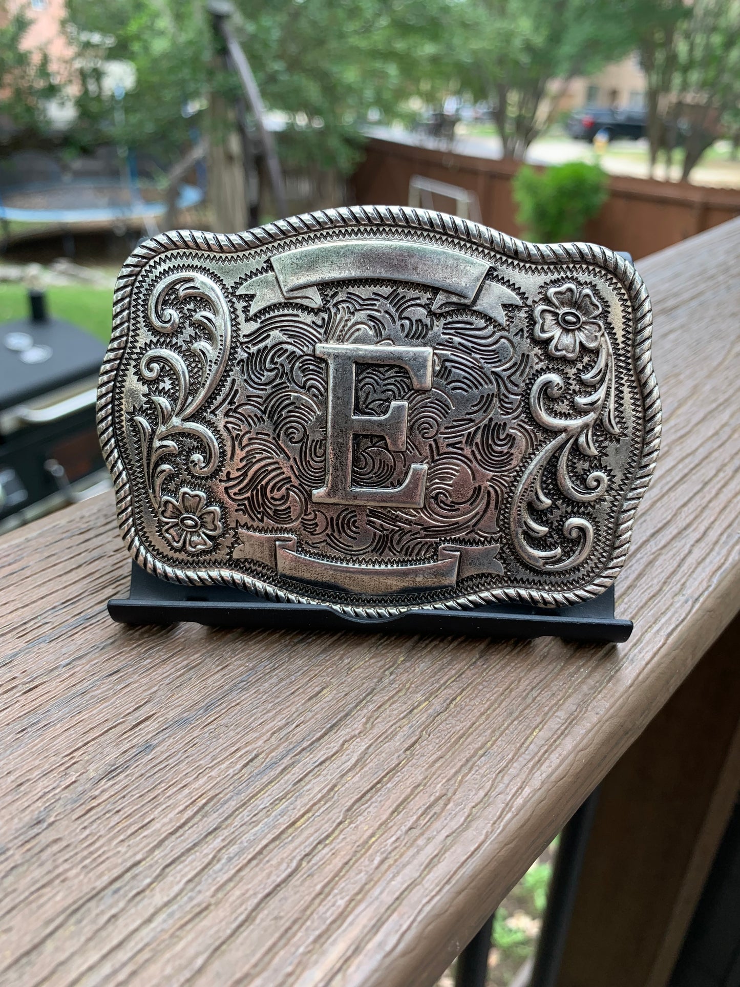 Western Filigree Initial Belt Buckle