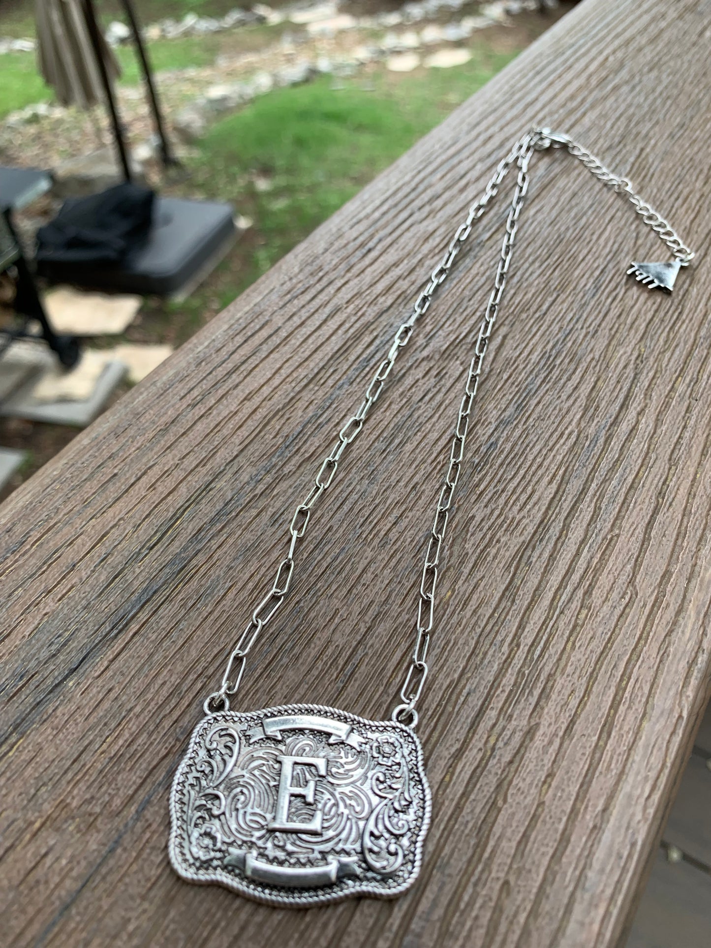 Western Belt Buckle Initial Necklace