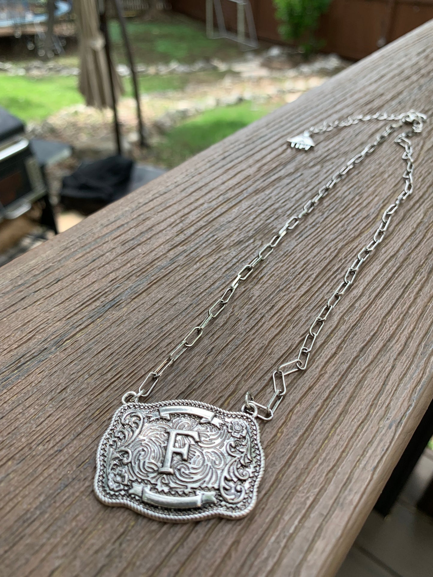 Western Belt Buckle Initial Necklace