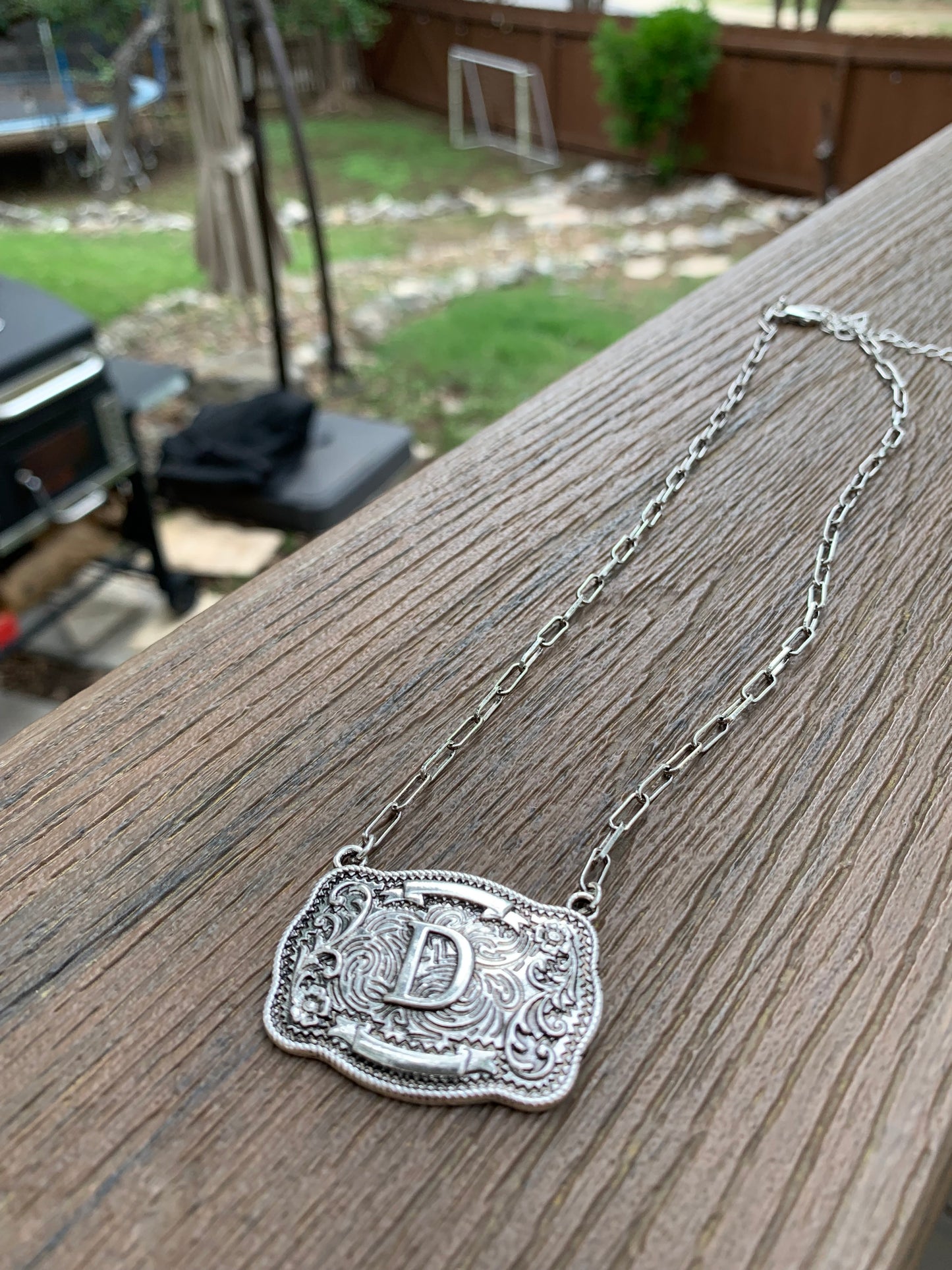 Western Belt Buckle Initial Necklace
