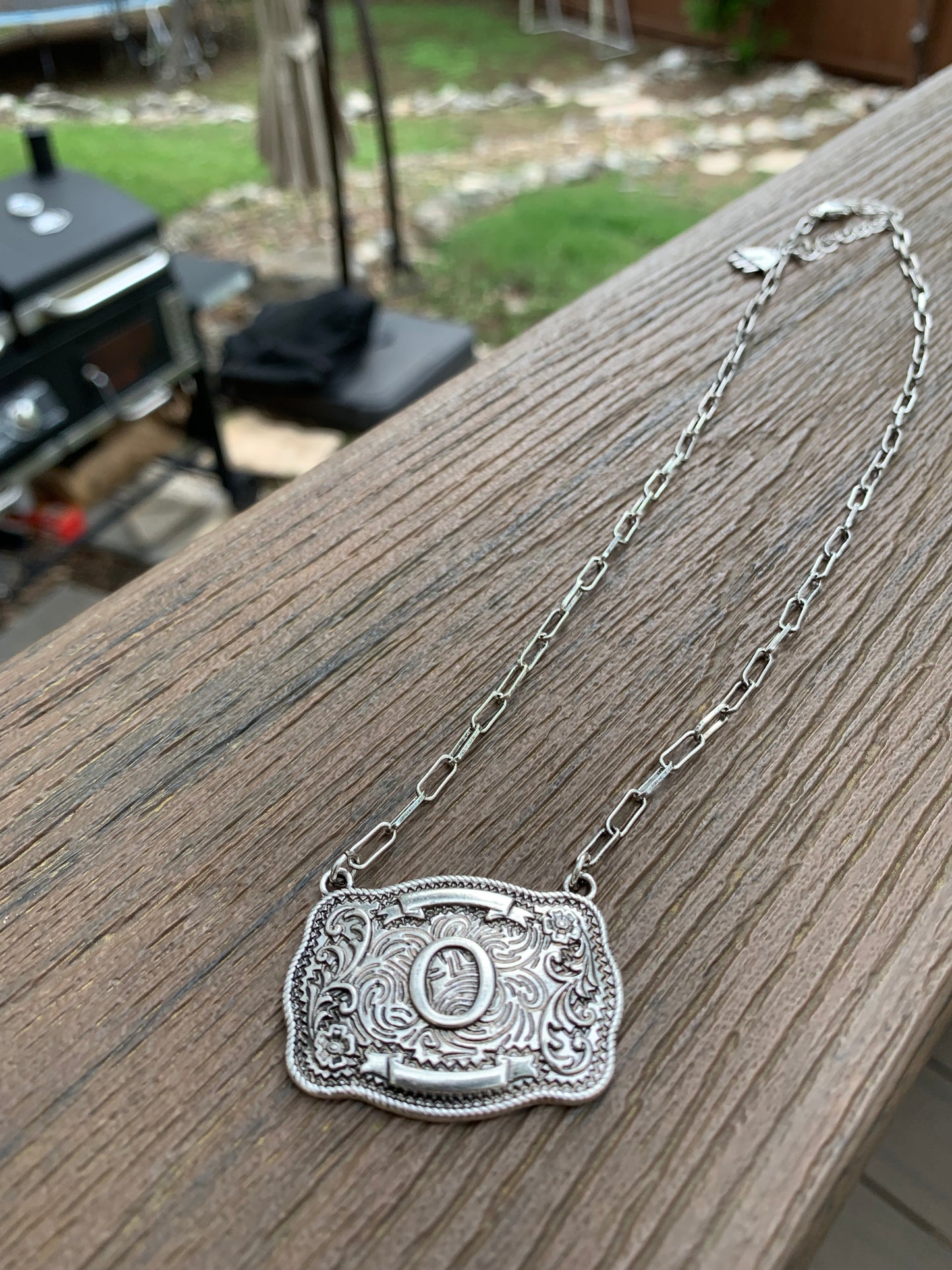 Western Belt Buckle Initial Necklace