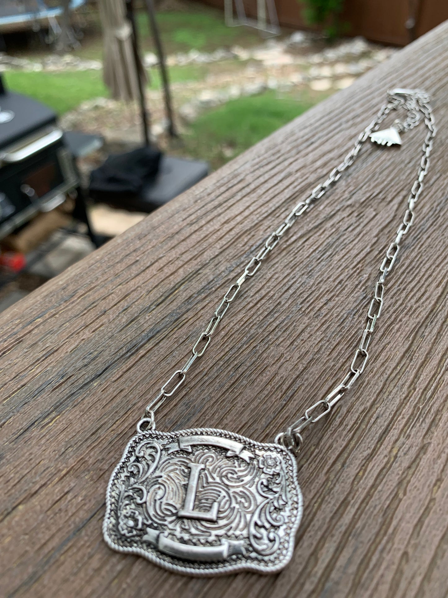 Western Belt Buckle Initial Necklace