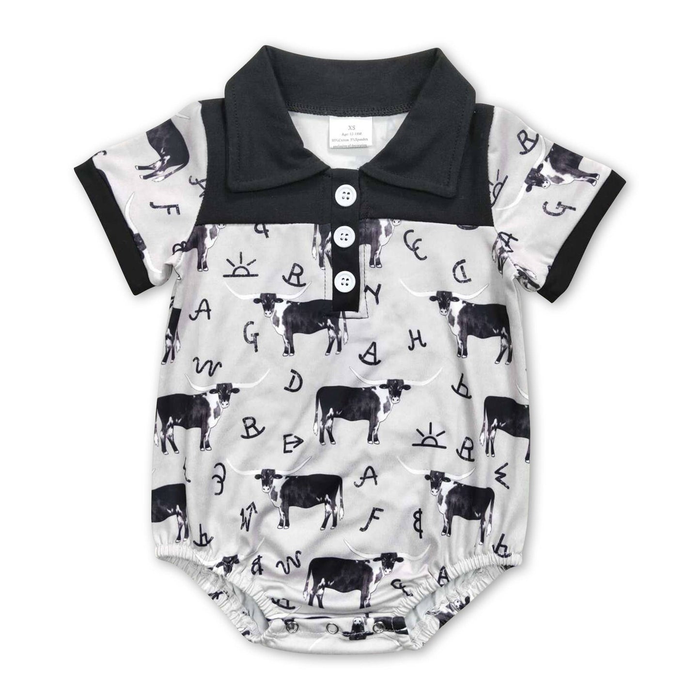 Short sleeves horse rodeo baby boy western romper