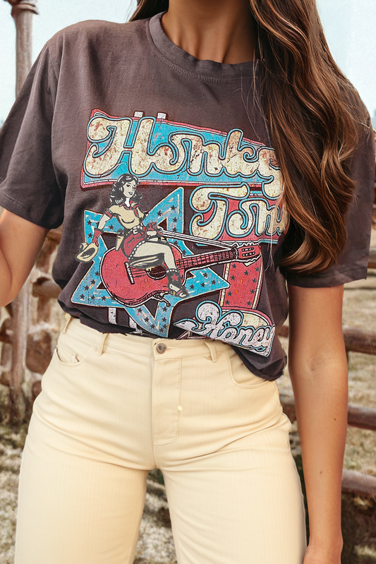 Honky Tonk Honey Graphic Western Fashion Tee