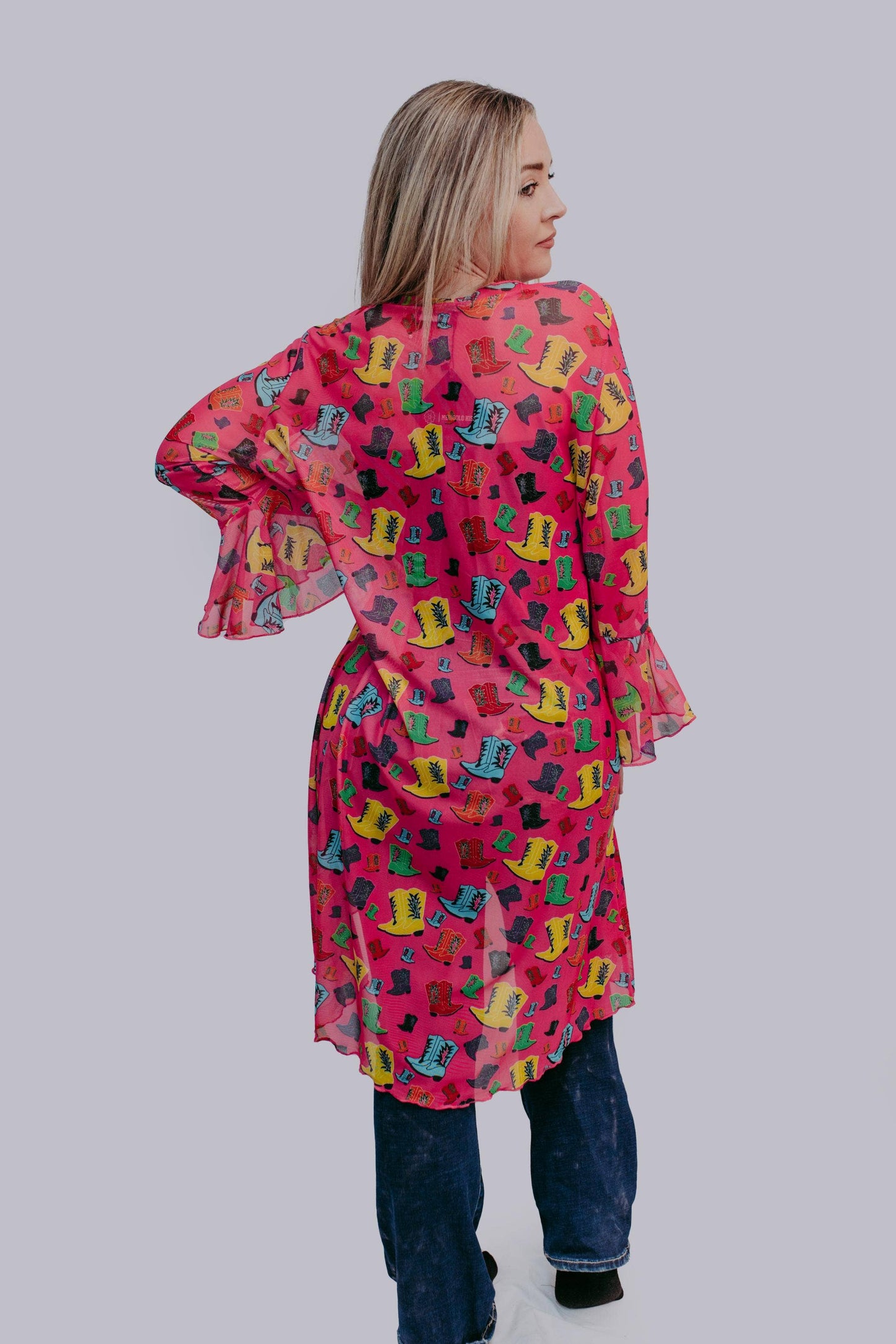 Rollin with the Flow Mesh Kimono - Hot Pink/Cowgirl